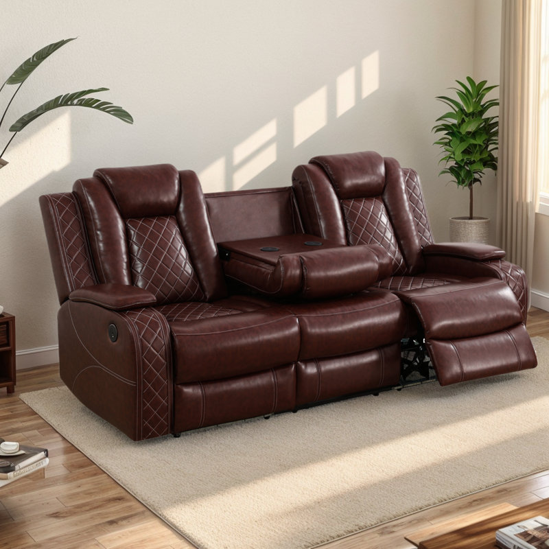 Charolett 83.5" Breathing Leather Power Recliner Sofa