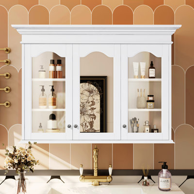 Armoire de salle de bain murale avec porte miroir et tablettes