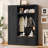 3-in-1 Hall Tree with Overhead Storage Cabinet, 3 Adjustable Side Shelves, 4 Heavy-Duty Hooks, 2 Spacious Drawers, Grooved Back Panel Design, Contrasting Seat Bench, Multifunctional Entryway Organizer-1474553841