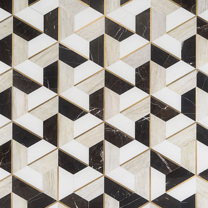 Timbira 10" x 12" Marble Mosaic Sheet Tile, Saint Laurent