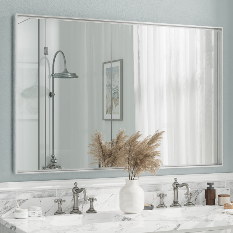 Miroir mural Aevar, 55 po x 36 po, Argent brossé