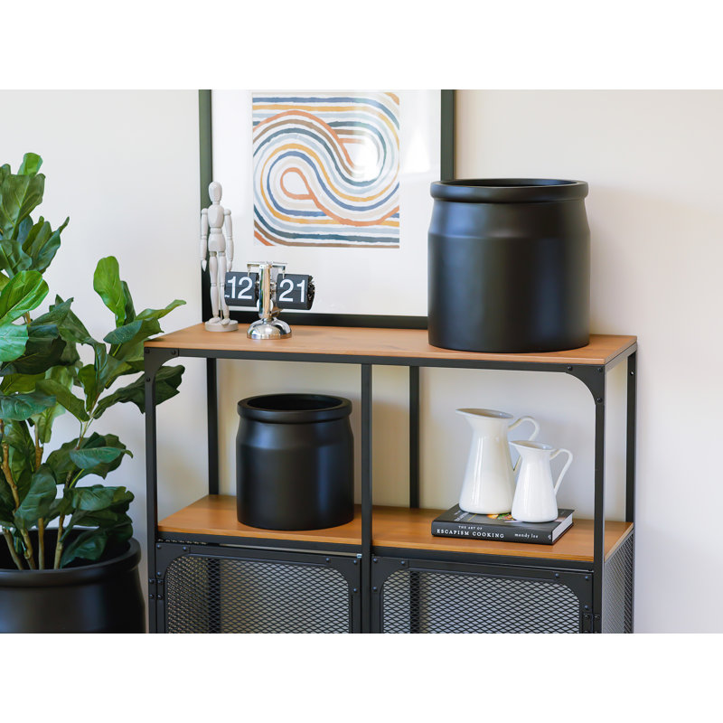 Handmade Pot Planter, Black, 13.5" H x 13" W x 13" D