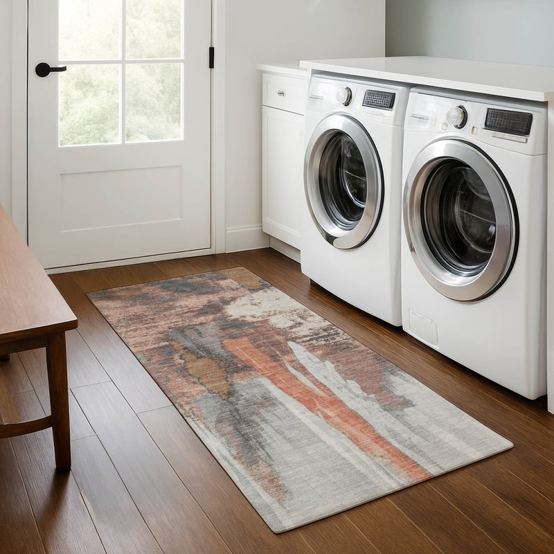 Premium Machine Washable Mouton AMF1979 Abstract Rug, Runner 2'3" x 7'6"