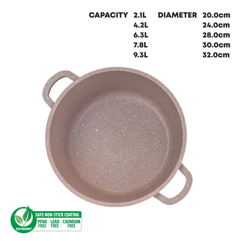 SQ Professional Nea Marbell 5-Piece Non-Stick Aluminium Cookware Set- Induction Ready, Marfil (Brown)