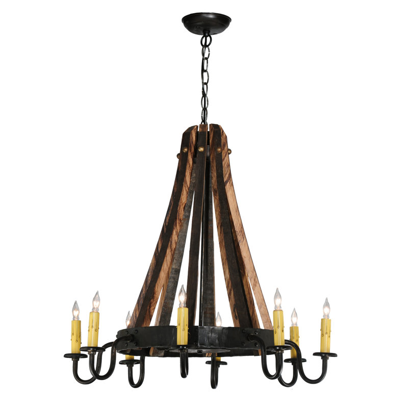 Rustic Elegance 8-Light Bronze Wagon Wheel Chandelier with Ivory Accents