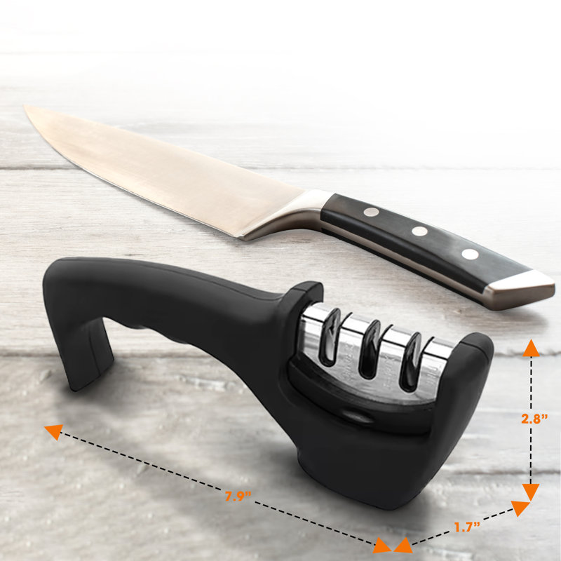 Cheer Collection 3 Stages Manual Knife Sharpener, Black