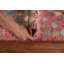 Tapis rose en laine noué à la main de conception unique 2 pi 10 po x 4 pi 11 po New Age