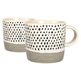 Nicola Spring - Dipped Dotty Stoneware Coffee Mugs - 385ml