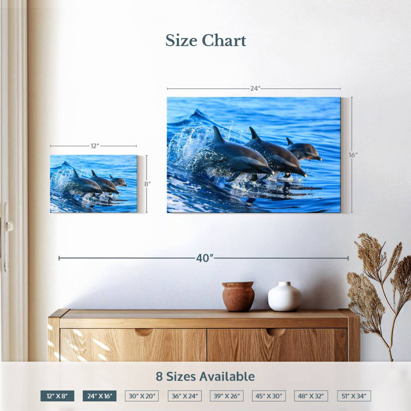 Crowle Surfing Dolphins, H 16 po x l 24 po