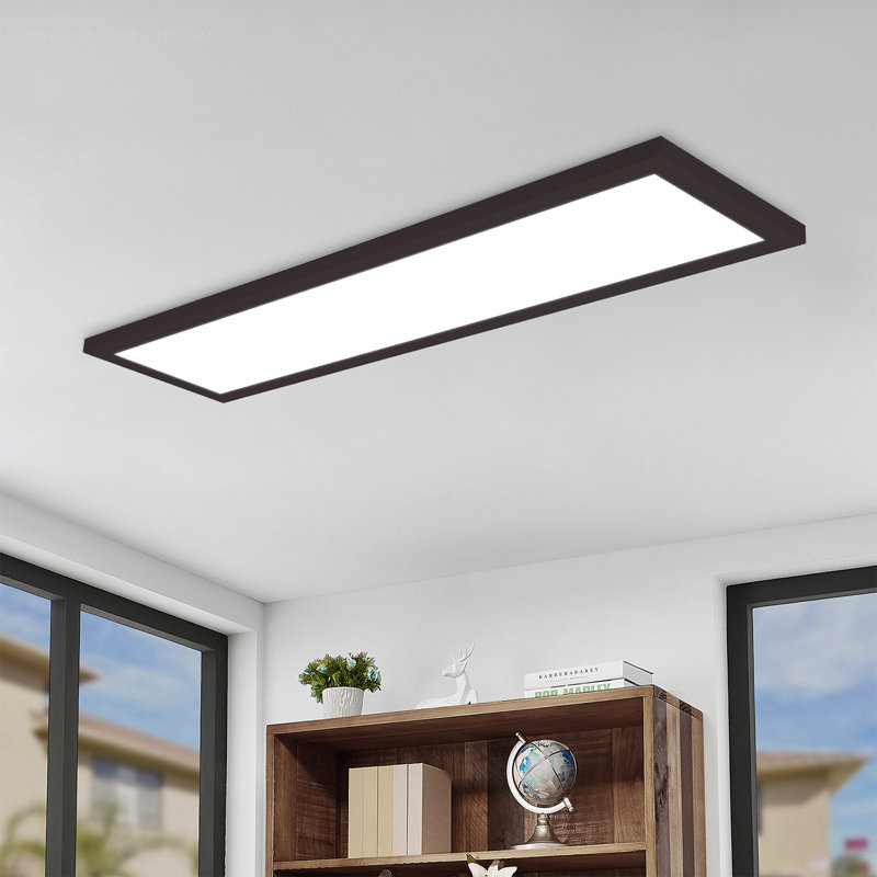120-277V Commercial LED Flat Panel Flush Mount Light, 0-10V Dimmable, 1" H x 48" W x 12" D, Oil Rubbed Bronze
