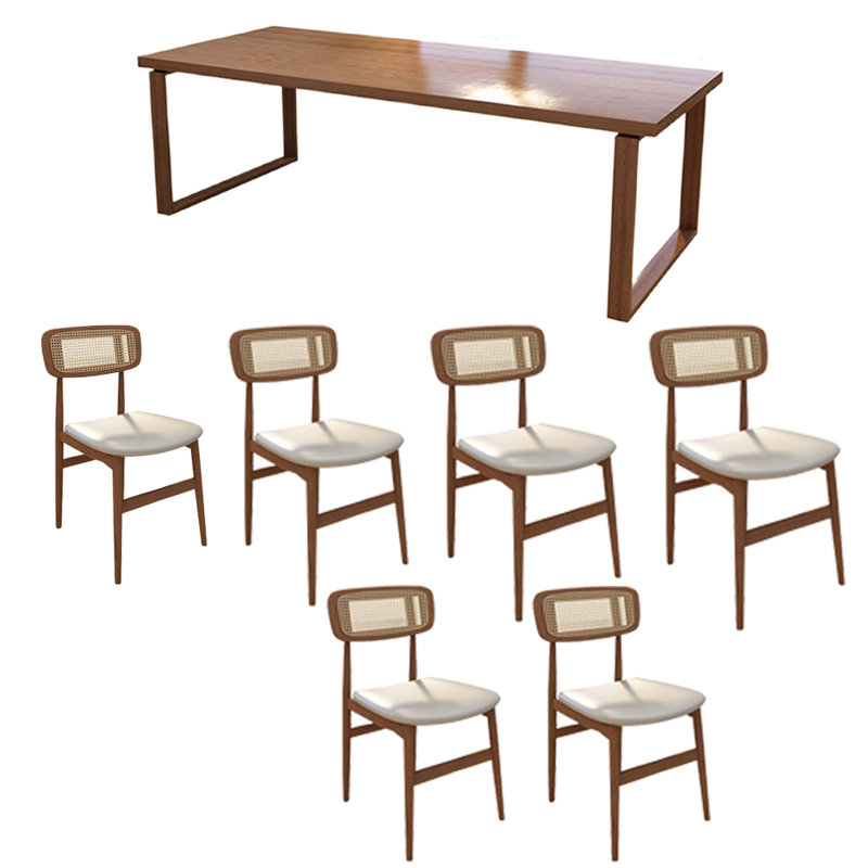 Ensembles de table de salle à manger en bois de frêne, H 29,52 po x L 86,61 po x l 35,43 po