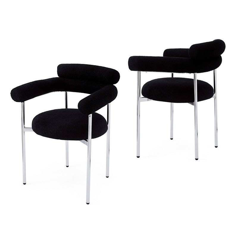 Ensemble de 2 chaises rembourrées avec pieds en métal, Noir