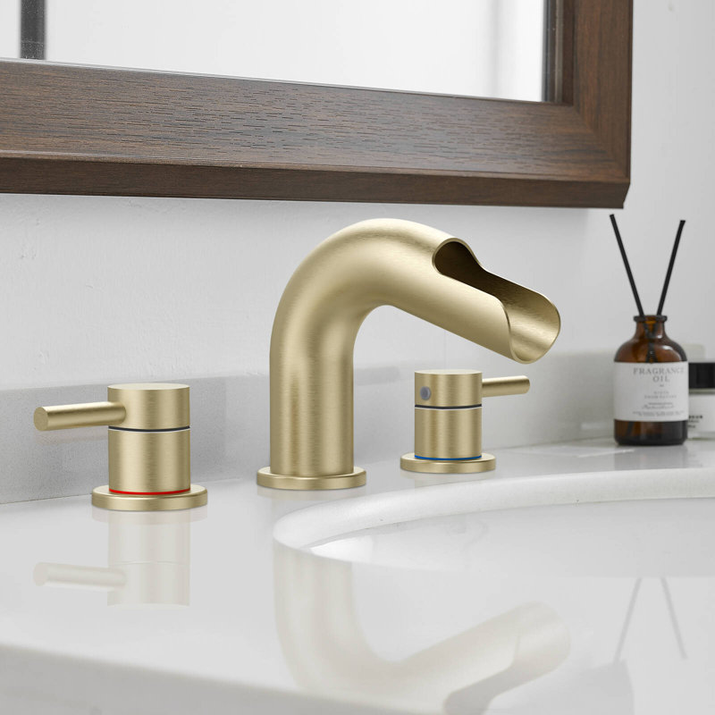 2-handle Bathroom Faucet with Drain Assembly, Brushed Gold