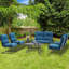Ensemble de mobilier d'extérieur en métal, ensemble de conversation de patio 7 pièces avec coussins (2 chaises à ressorts, 2 chaises de patio, causeuse avec table basse et table d'appoint)-684040808