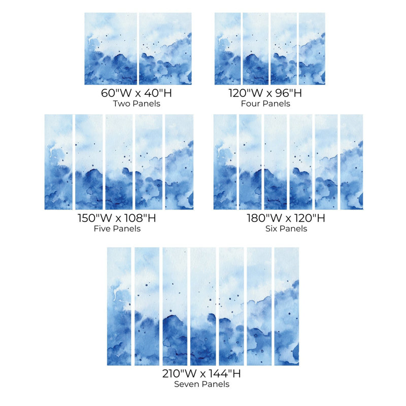 Papier peint de qualité supérieure - éclaboussure d'aquarelle bleue, L 96 po x l 120 po