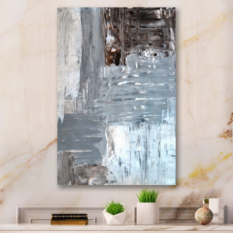 Champs de couleurs dans les tons de gris et de brun - Peinture sur toile, H 12 po x l 8 po x P 1 po, Toile tendue