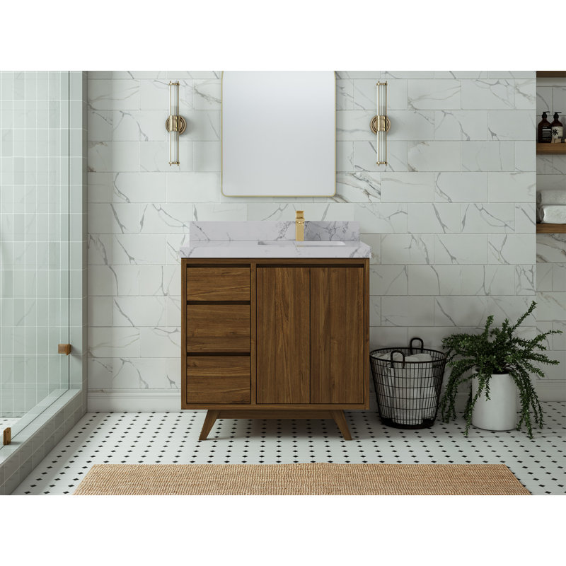 Ensemble de meuble-lavabo simple 36 po Kamala, Quartz Venatino