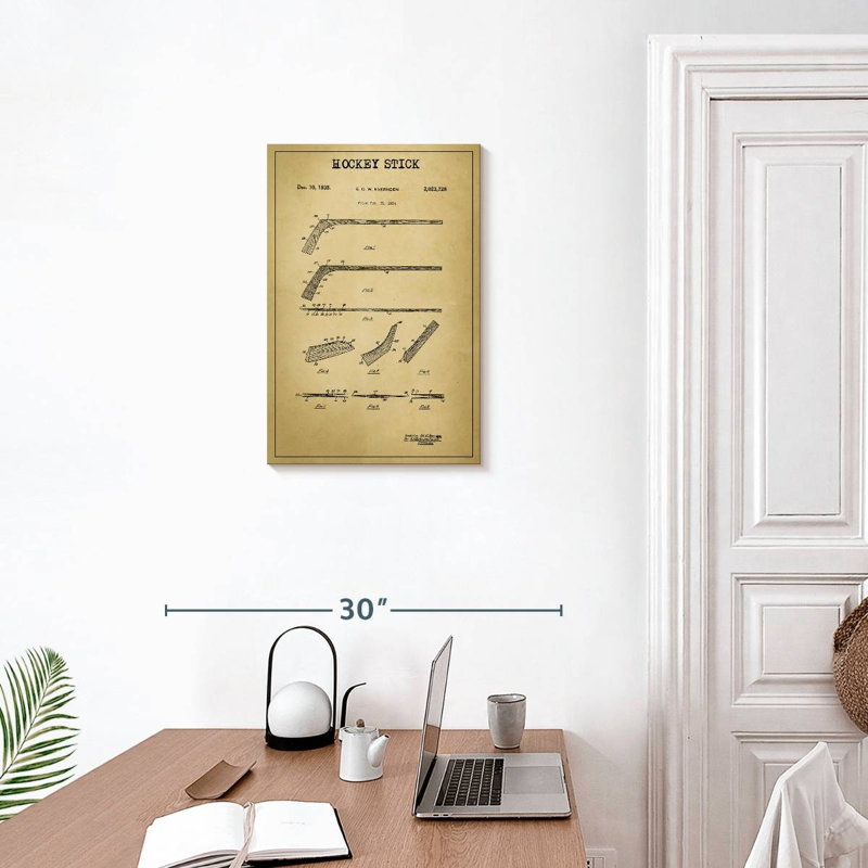 «Hockey Stick», reproduction de brevet sur toile, L 24 po x H 16 po