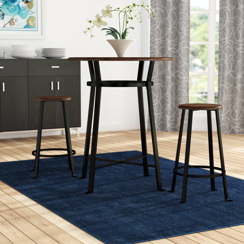 Montgomery 3-Piece Dark Mahogany and Black Round Dining Set