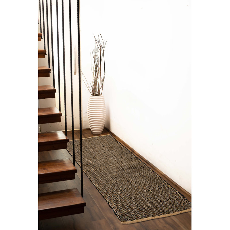 Nada noir avec jute, Tapis de couloir 2 pi x 5 pi