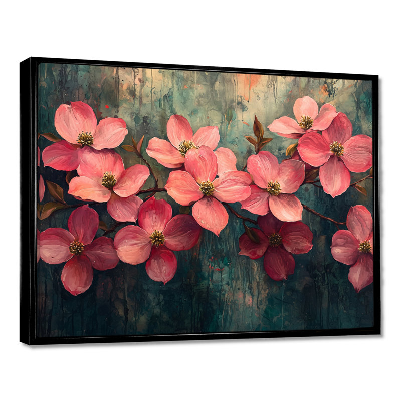 Imanie - Floral Wall Art, H 12 po x l 20 po, Cadre flottant, Noir