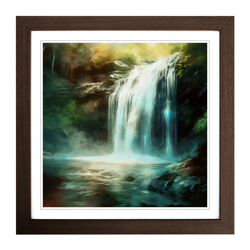 Waterfall Digital Art No.1 - Framed Print, Walnut