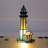 Small Tiffany Lighthouse Stained Glass Accent Table Lamp Night Light for Home Decoration (White Blue)