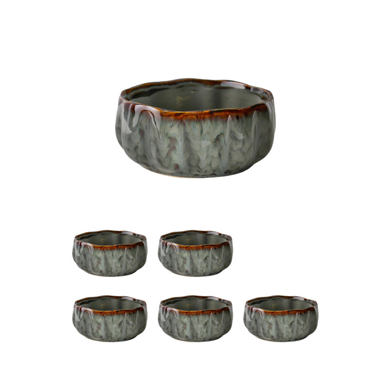 Bol en céramique Serene Spaces Living Emberstone - Bol de table large pour fourre-tout, clés, bonbons ou fruits, bol décoratif en céramique pour la maison et le bureau, 6,5 po de diamètre (ouverture de 6 po) et 3 po de hauteur, paquet de 6