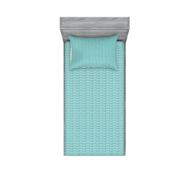 Drap-housse et coussin décoratif bleu sarcelle Ambesonne Turquoise gris blanc