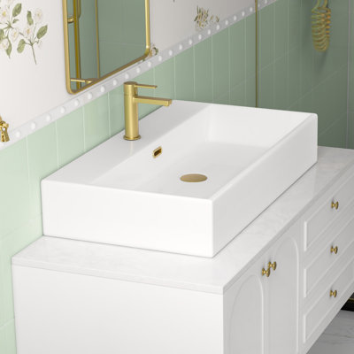 Turner 30" W x 16" D Vitreous China Rectangular Wall Bathroom Sink with Overflow
