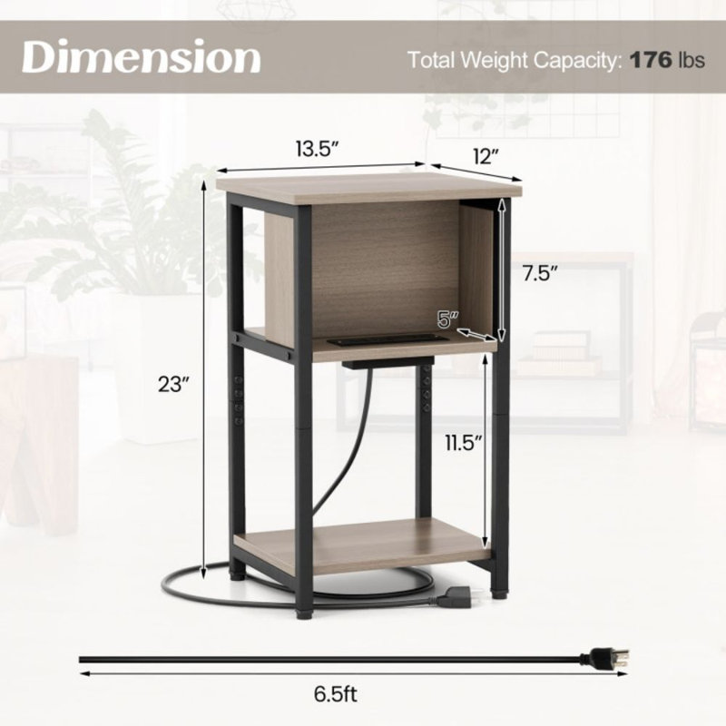 Maguda End Table and Built-In Outlets