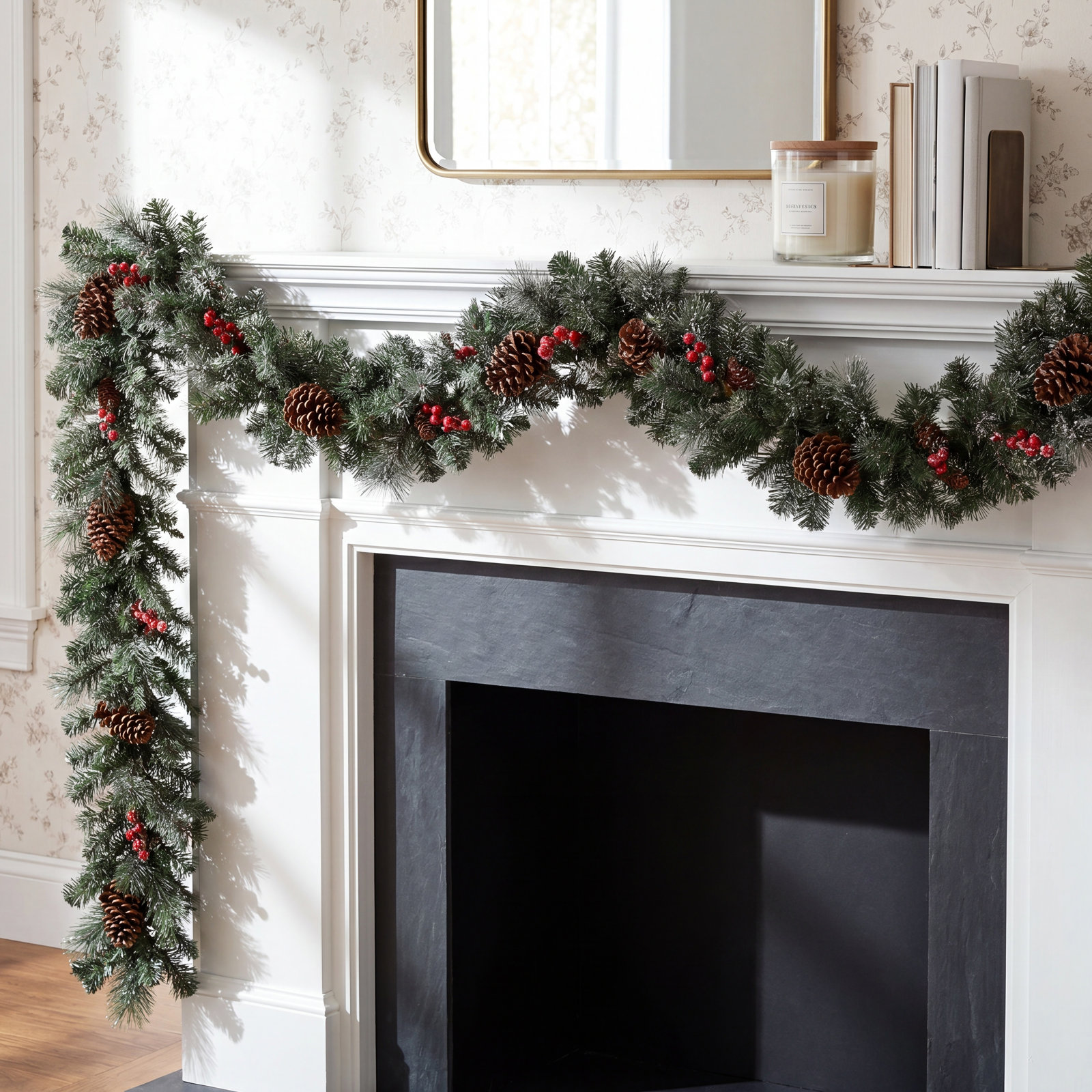 Soperton 9" Frosted Pre-Lit Christmas Garland