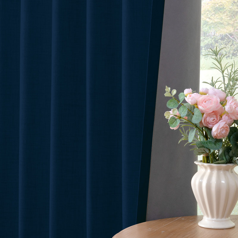 Isio 52" W 100% Blackout Curtain Panel, Thermal Insulated Rod Pocket, 52" W x 108" L, Midnight Blue