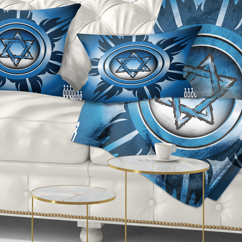 Jewish Symbols - Abstract Printed Throw Pillow, 12" x 20", Rectangular