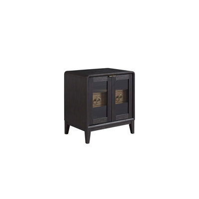 Glass Door Nightstand With Storage
