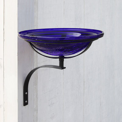 12 Inch Crackle Birdbath with Wall Mount Bracket