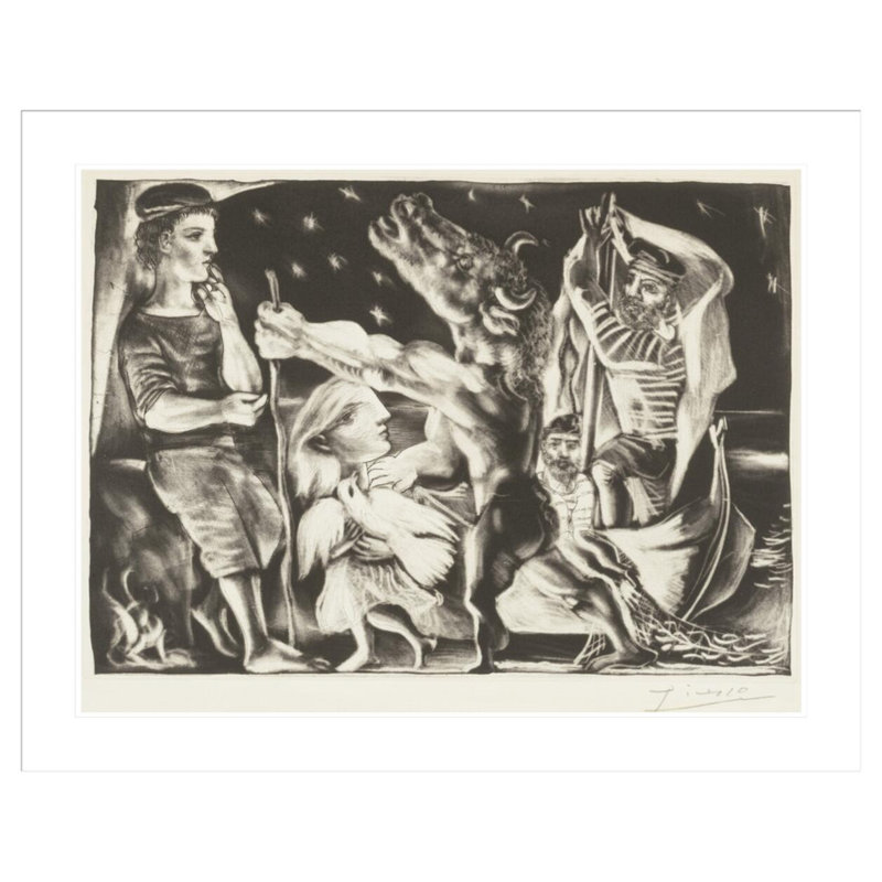 [Blind Minotaure guidé par une jeune fille dans la nuit], planche 97 de la Suite Vollard par Pablo Picasso, impression giclée sur cadre