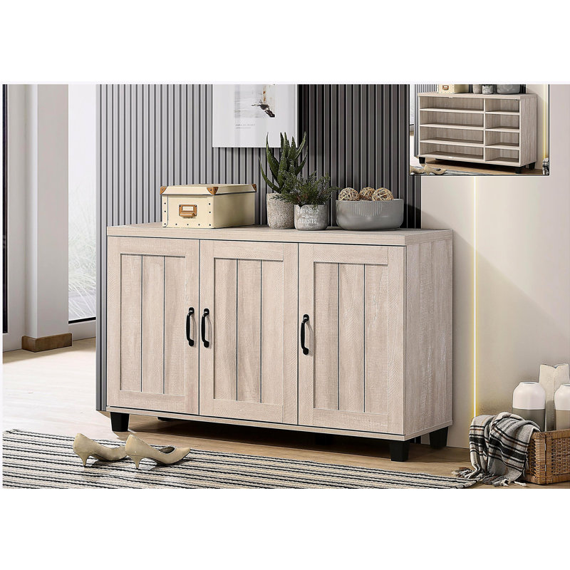 Armoire à chaussures 45 po 3 portes finition chêne gris poussiéreux