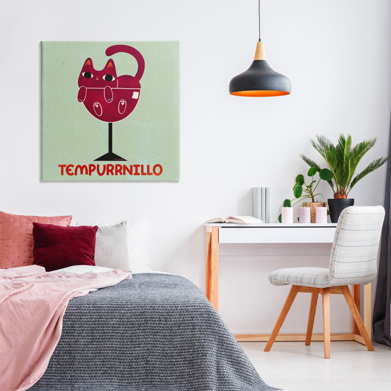 Toile Tempurrnillo Cat Wine, design par Carrie Cantwell, H 36 po x l 36 po