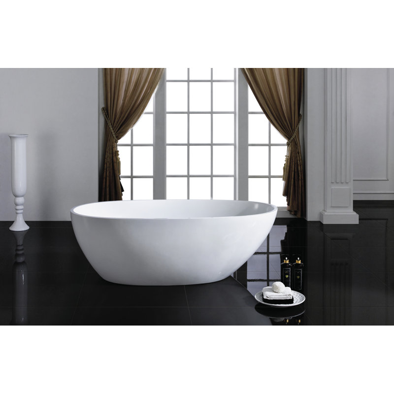 Layla White 67" Freestanding Bathtub With No Faucet, White