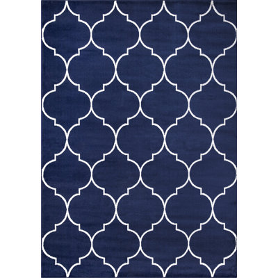 Arianie Morocco Trellis Navy Area Rug