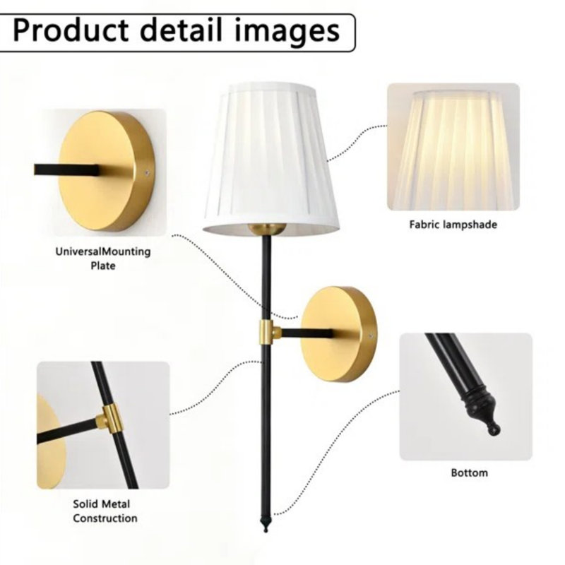Set of 2 Dimmable LED Wall Sconce with Remote Control（Included RGB Bulb），For Bedroom or Restaurant