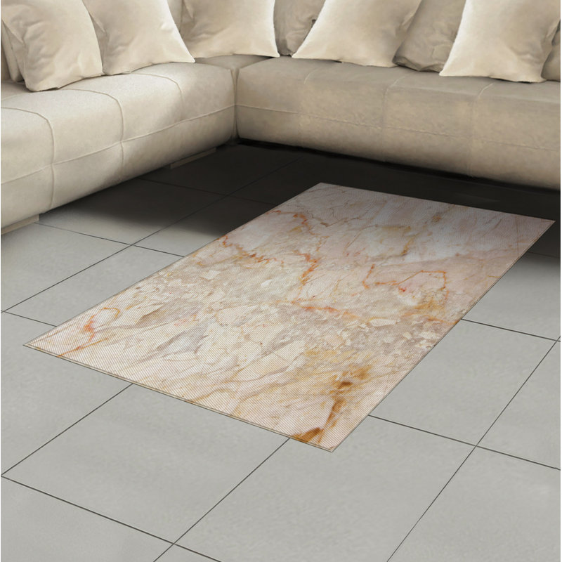 Marble Print High Density Long Fiber Poly Threads Decorative Area Rug Carpet, Rectangle 2'7" x 5'