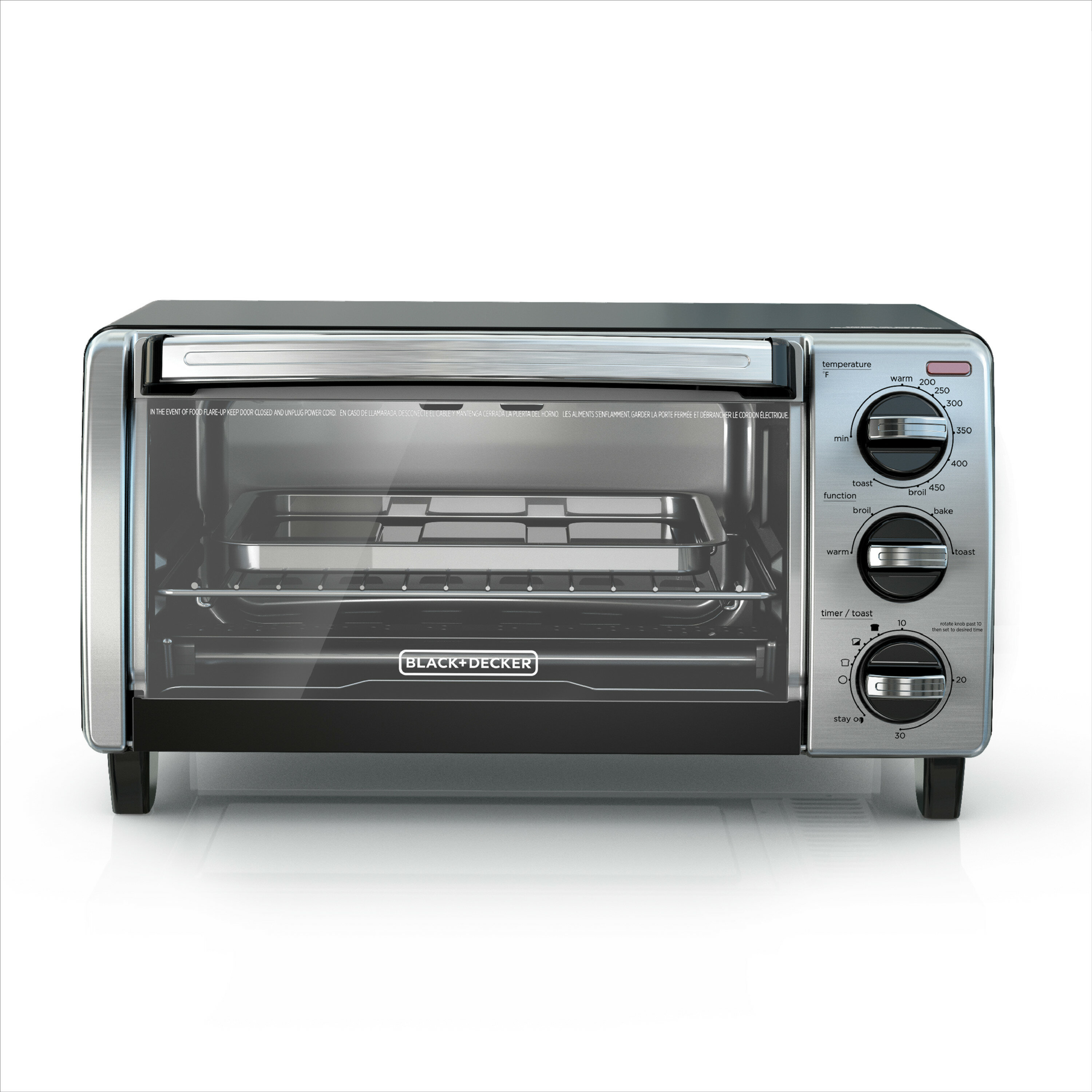 Black + Decker 4-Slice Toaster Oven with Natural Convection, Black, TO1750SB