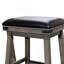 Tabouret de 30 po au fini gris patiné et siège en cuir noir-1544012363