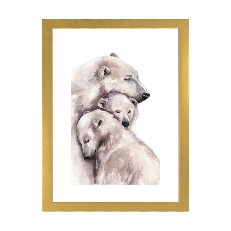 Décoration murale ours polaire pour enfants, H 32 po x l 24 po x P 1 po, Papier encadré doré