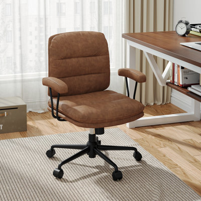 Remaya PU Leather Height Adjustable Office Tesk Chair With Comfy Lumbar Support 