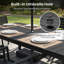 Ensemble de salle à manger rectangulaire en aluminium pour 6 personnes avec trou pour parasol et fauteuils inclinables pliés-1477031991