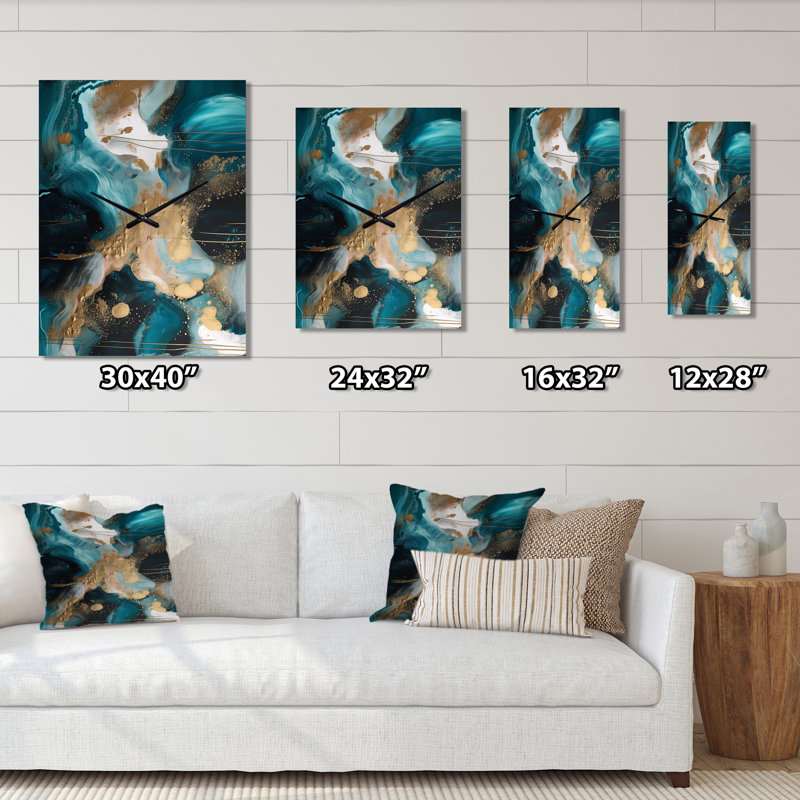 Insine - Horloges murales abstraites en marbre, H 28 po x l 12 po x P 1 po