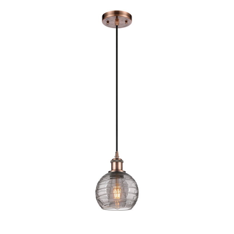 Luminaire suspendu à 1 lumière Carner, H 17,75 po x l 5,88 po x P 5,88 po, Cuivre antique